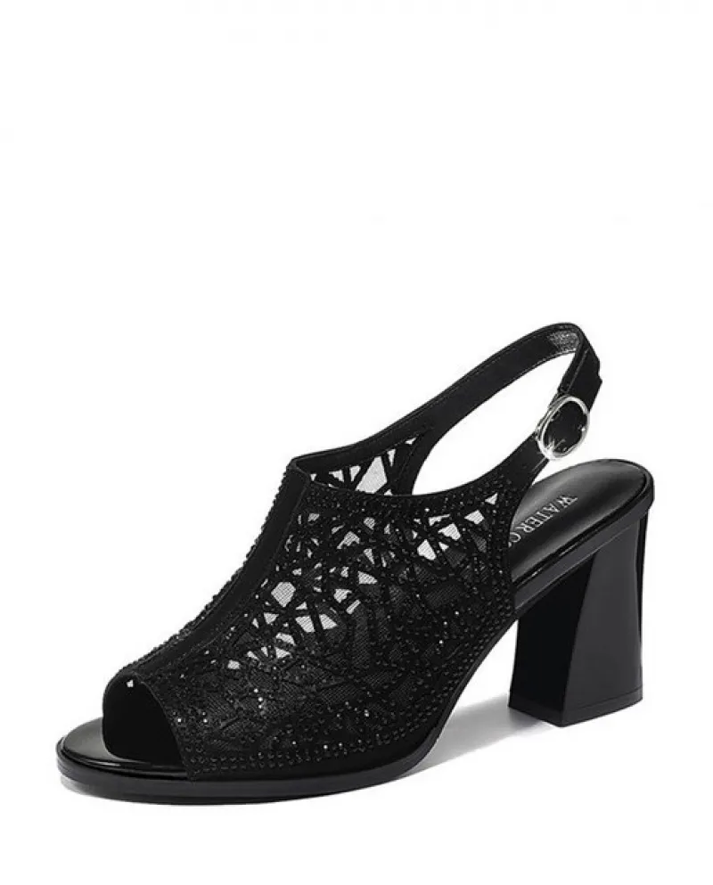 2022 Estate New Hollow Sandali Delle Donne Tacco Spesso Bocca di Pesce Scarpe Mesh Piattaforma Impermeabile Una Parola Fibbia De