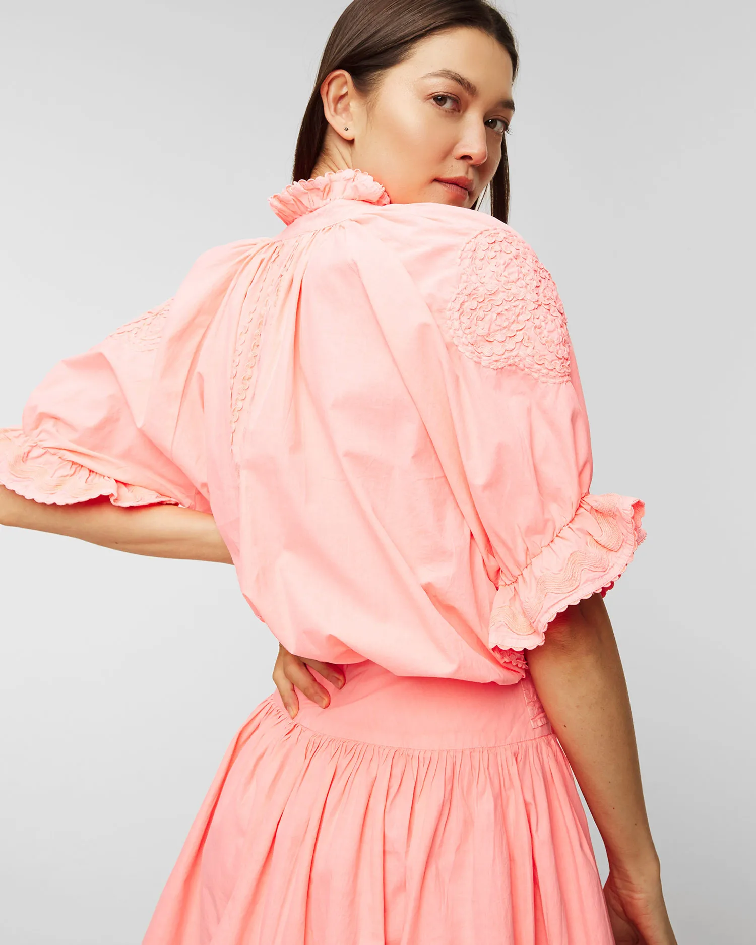Abito Juliet Dunn Neon Poplin Blouson Dress JD6010-washedcoral