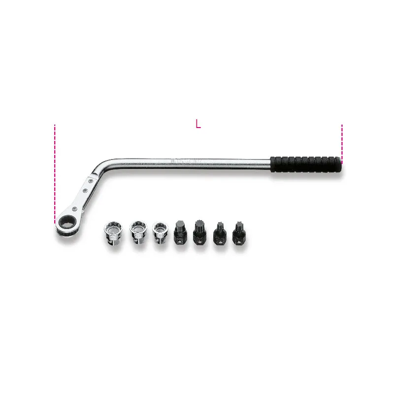 Beta 1477K/7 - Kit chiave curva a cricchetto reversibile con inserti