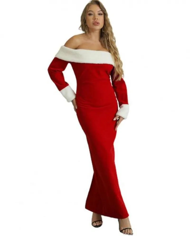 Fashion Miss Claus Dress Suit Women Christmas Fancy Party Dress Santa