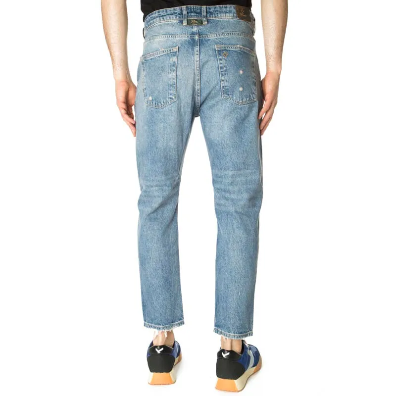 Jeans Yellowstone cropped scolorito con abrasioni 