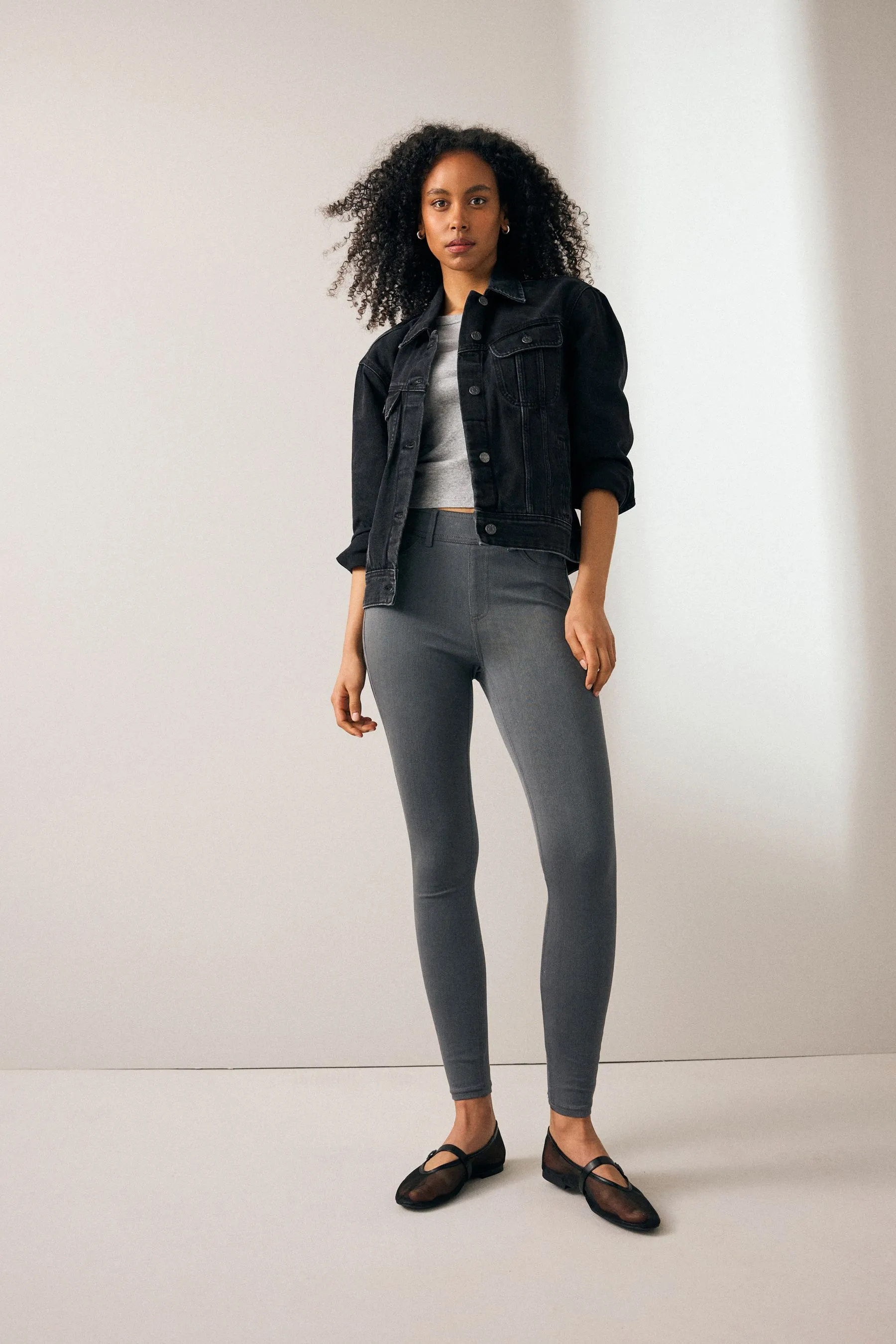 Leggings in denim e jersey    