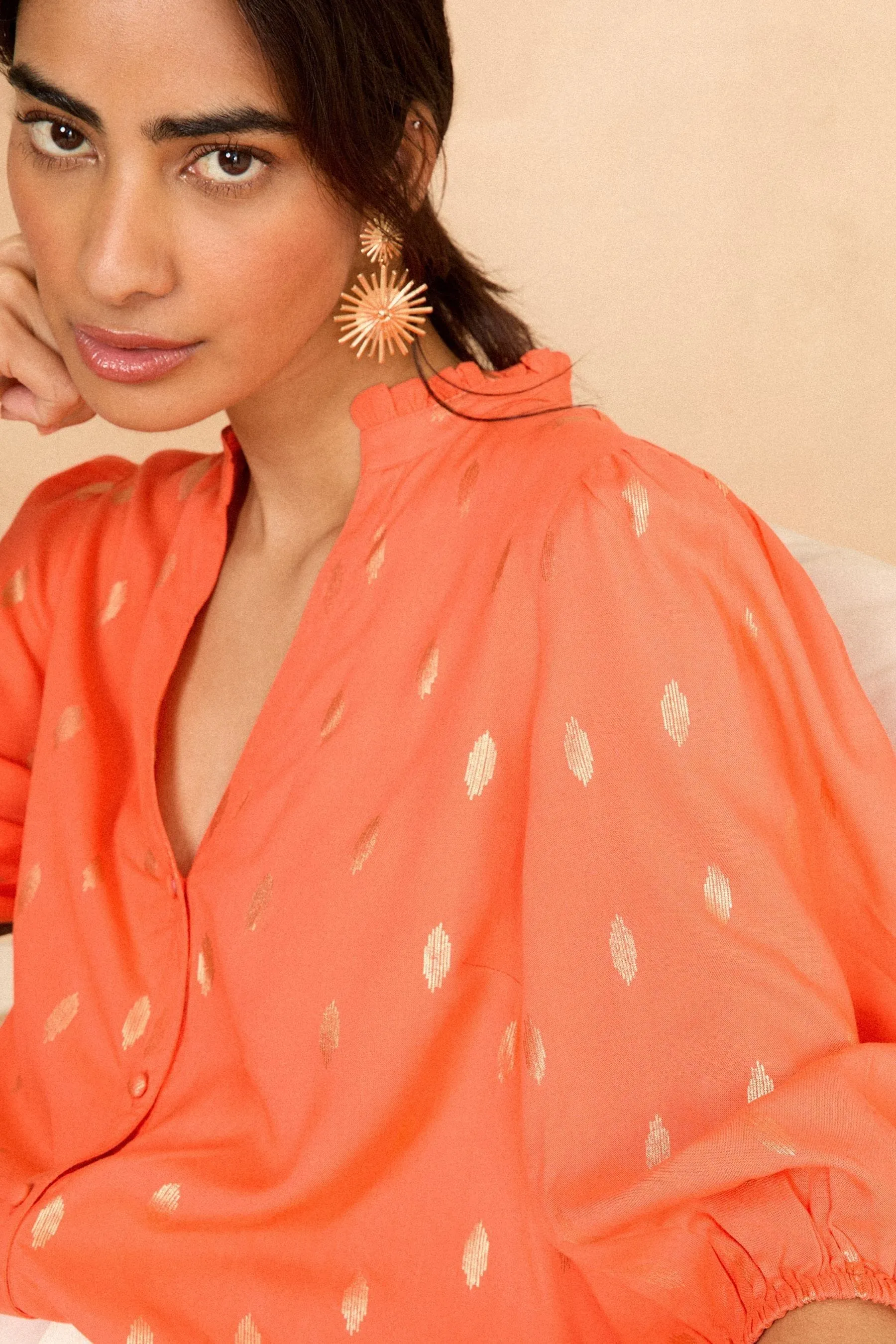 Love & Roses - Blusa ricamata a Scollo a V con maniche a 3/4