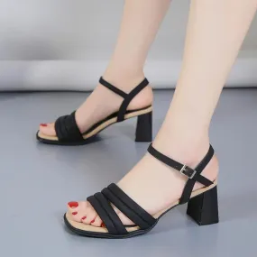 Scarpe Femminili 2023 di Alta Qualità Cinturino Alla Caviglia Sandali Delle Donne di Estate Punta Quadrata Scarpe Open Toe Signo