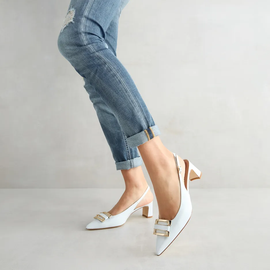 Slingback Bianca con Fibbia