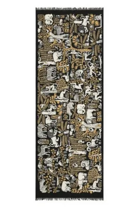 stola donna fantasia animali ocra e beige