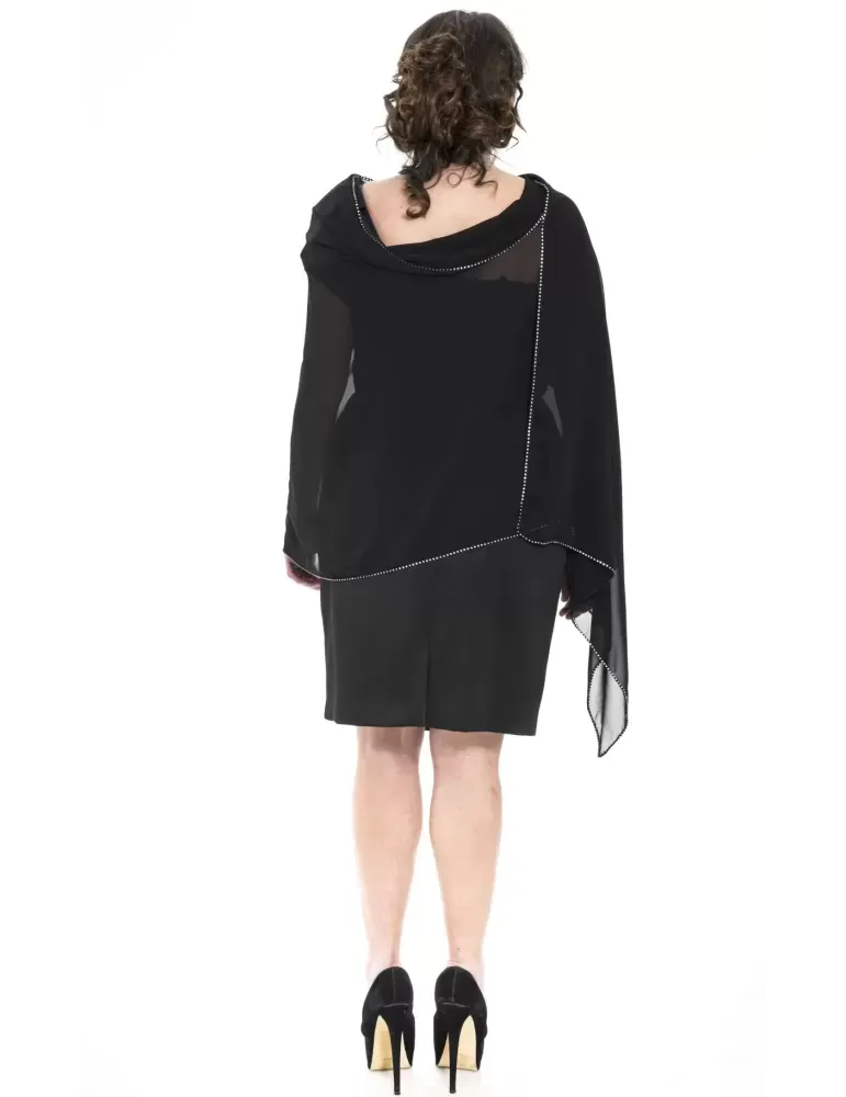 Stola nera di chiffon sciarpa con strass
