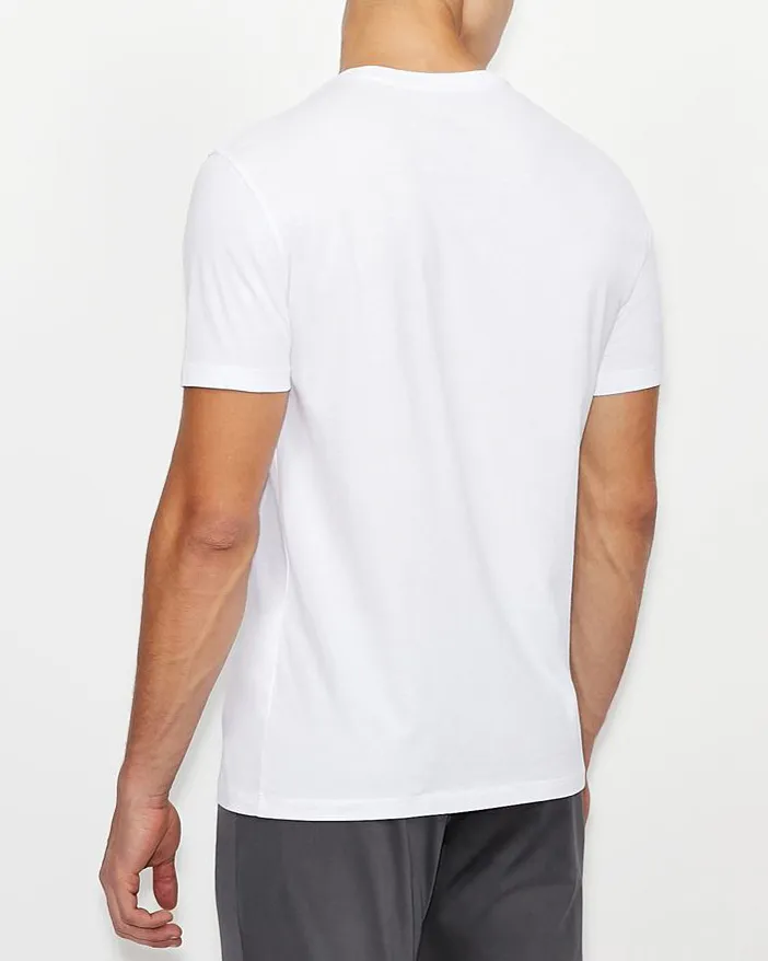 T-shirt bianca in cotone con logo AX stampato in contrasto sul petto