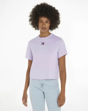 T-shirt boxy color lilla in misto cotone con flag logo ricamato